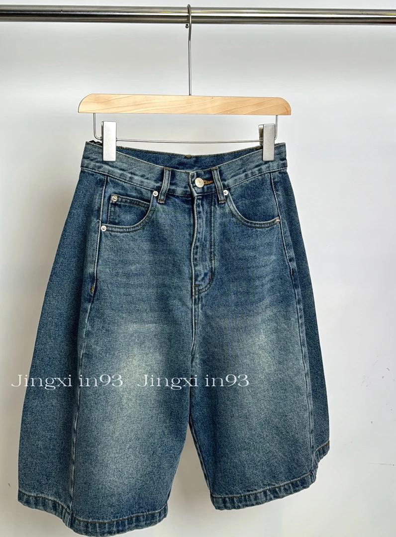 Jing Xi 【百搭牛仔中裤】复古水洗蓝色时尚潮流韩版休闲夏季裤子