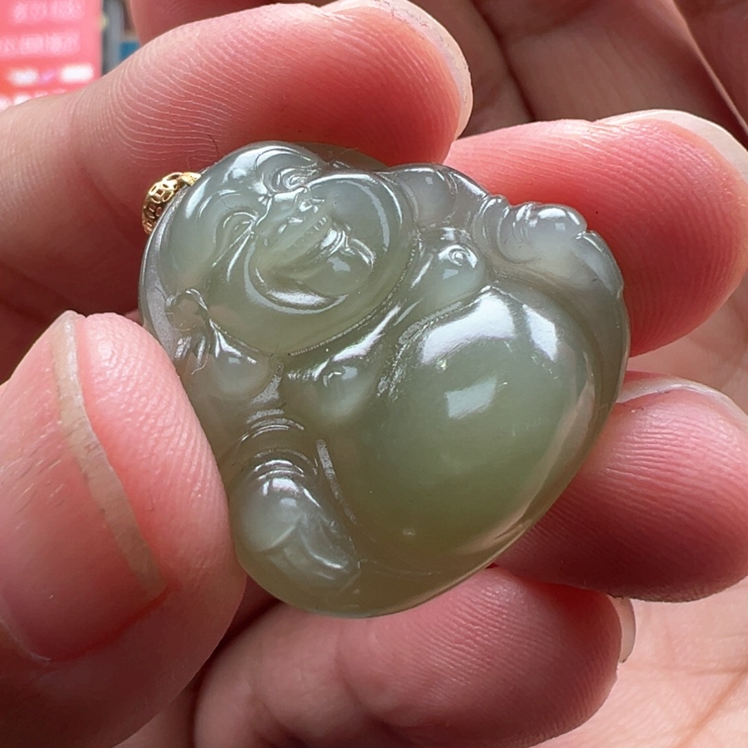 和田玉颈饰18K金镶嵌