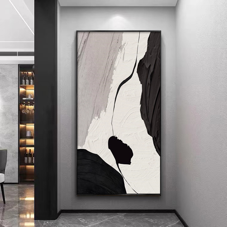 现代简约玄关装饰画简约抽象黑白入户走廊过道挂画轻奢高级壁画