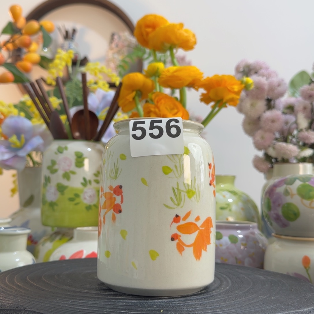 摆件景德镇手作陶瓷花瓶摆件无孔