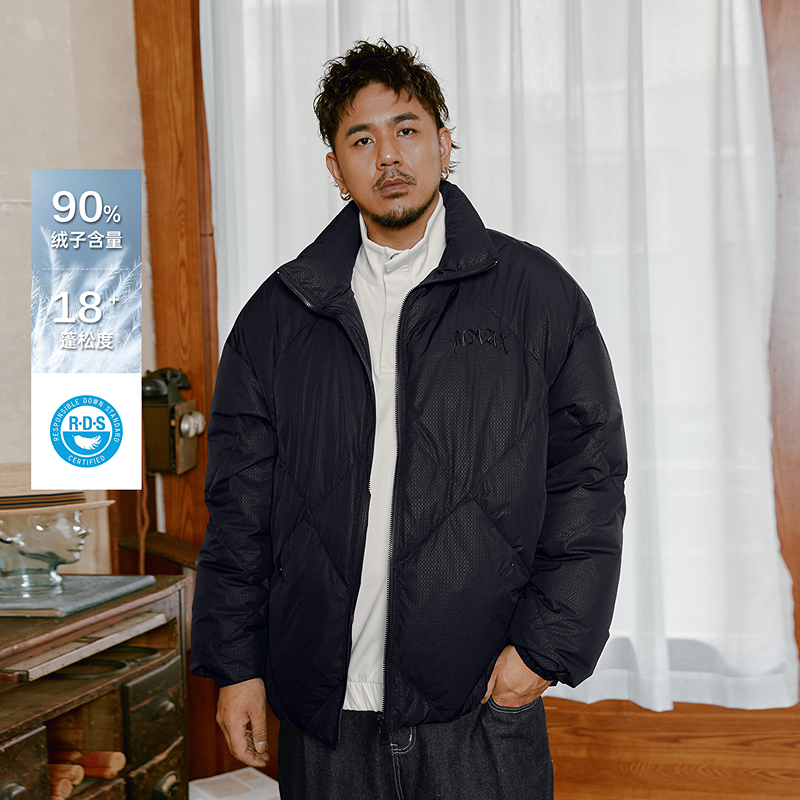 NMAX大码潮牌男装25年冬季90绒子立领羽绒服加大短款外套FNY003