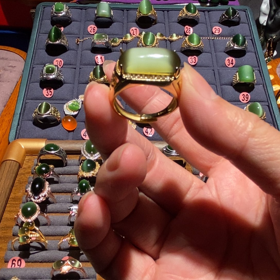 取***天和田玉银S925镶嵌戒指