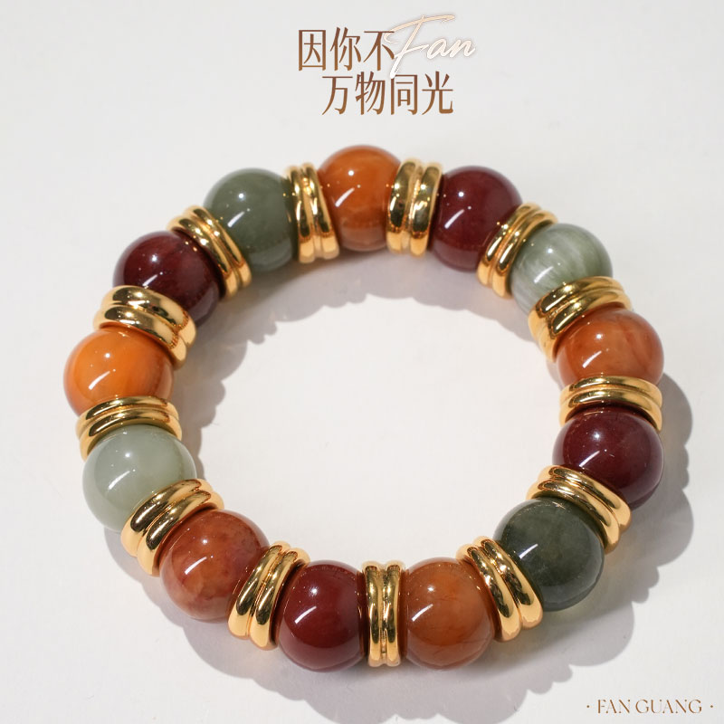 【璀璨婆罗】 SJ天然彩兔毛水晶手串 15mm多样性发其一