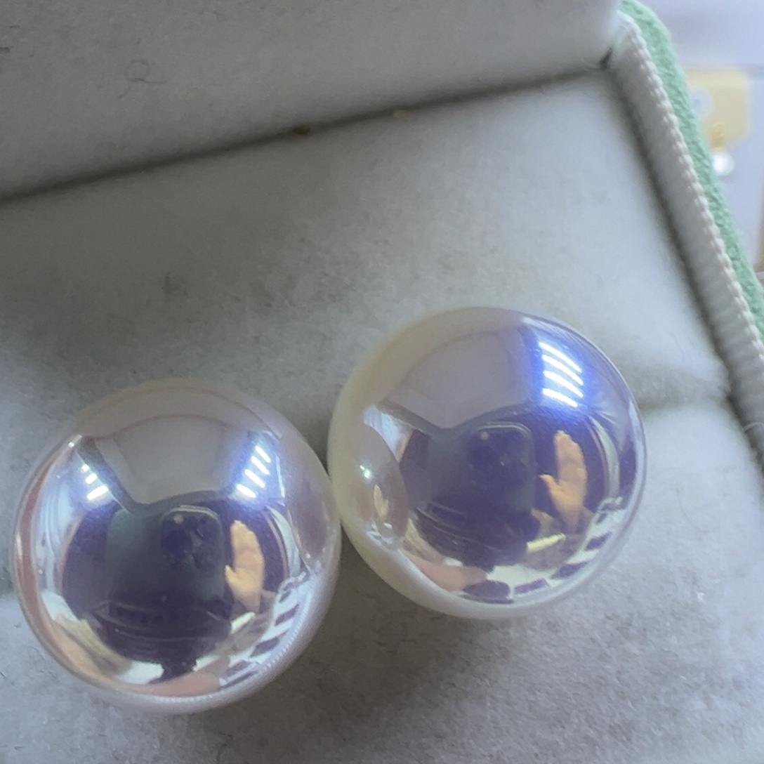 耳饰18K金镶嵌淡水珍珠