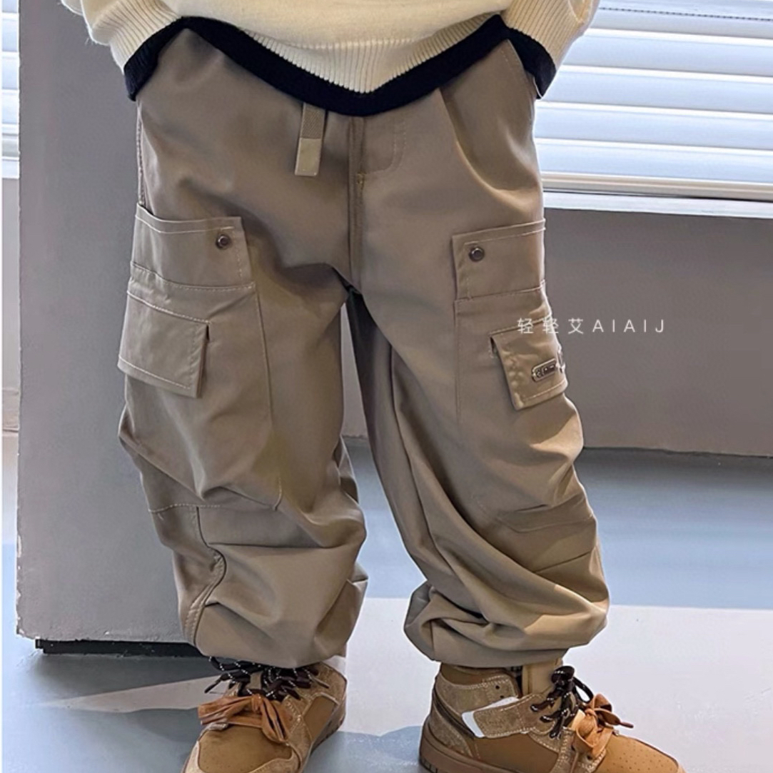 大E冬季一体绒户外工装裤洋气百搭6602儿童工装裤