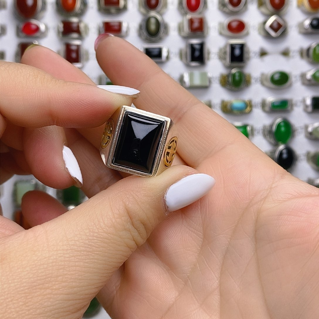 玛瑙/玉髓戒指银S925镶嵌林****飞