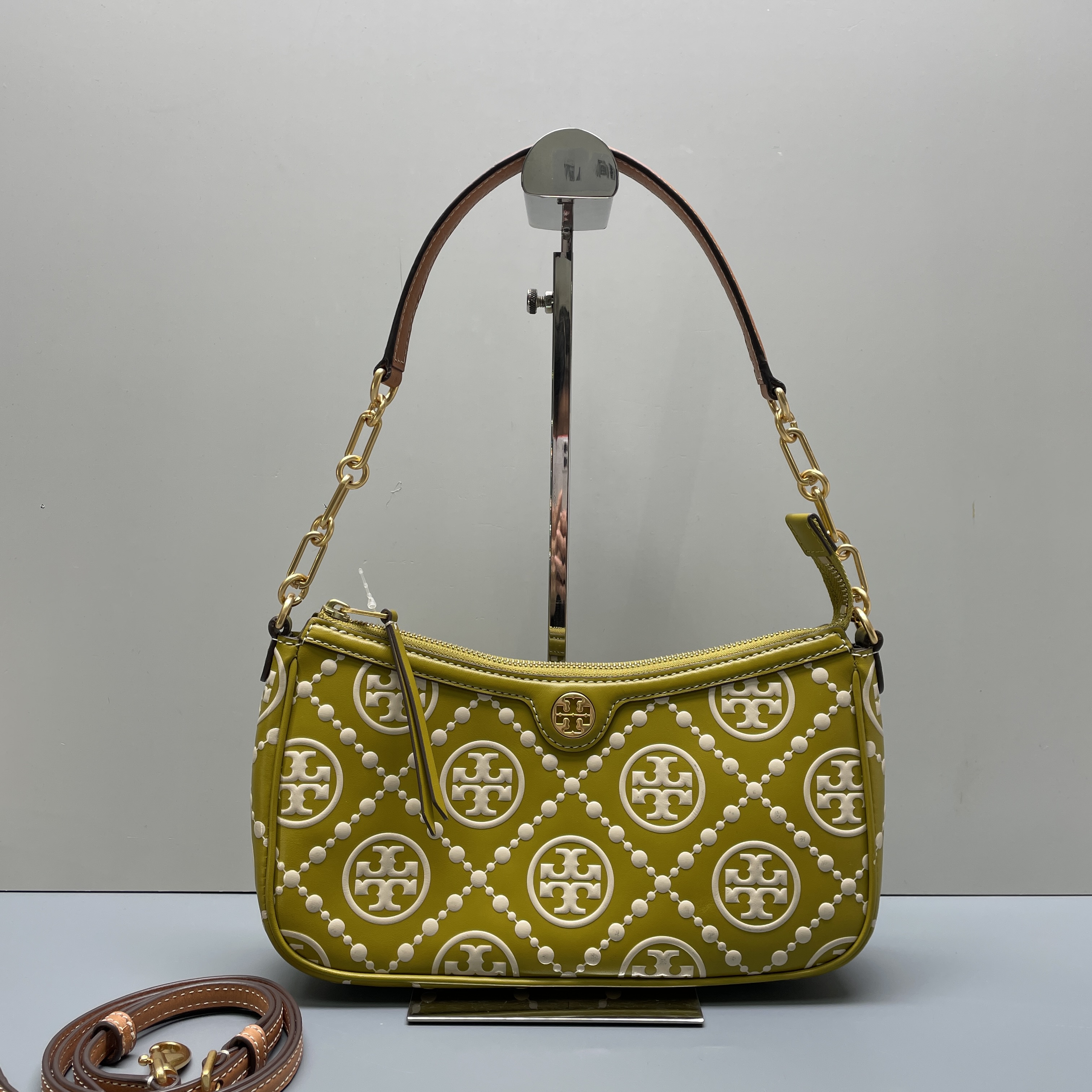 95新 TORY BURCH/汤丽柏琦 黄色老花腋下包26*14*6cmM050706