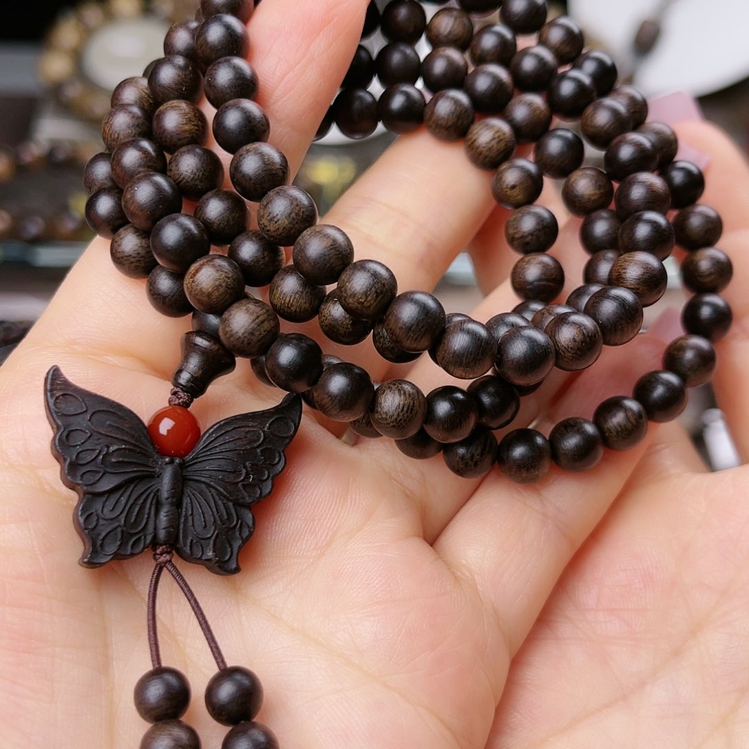 沉香手串紫棋玉化沉水级窖藏老料0.6×108