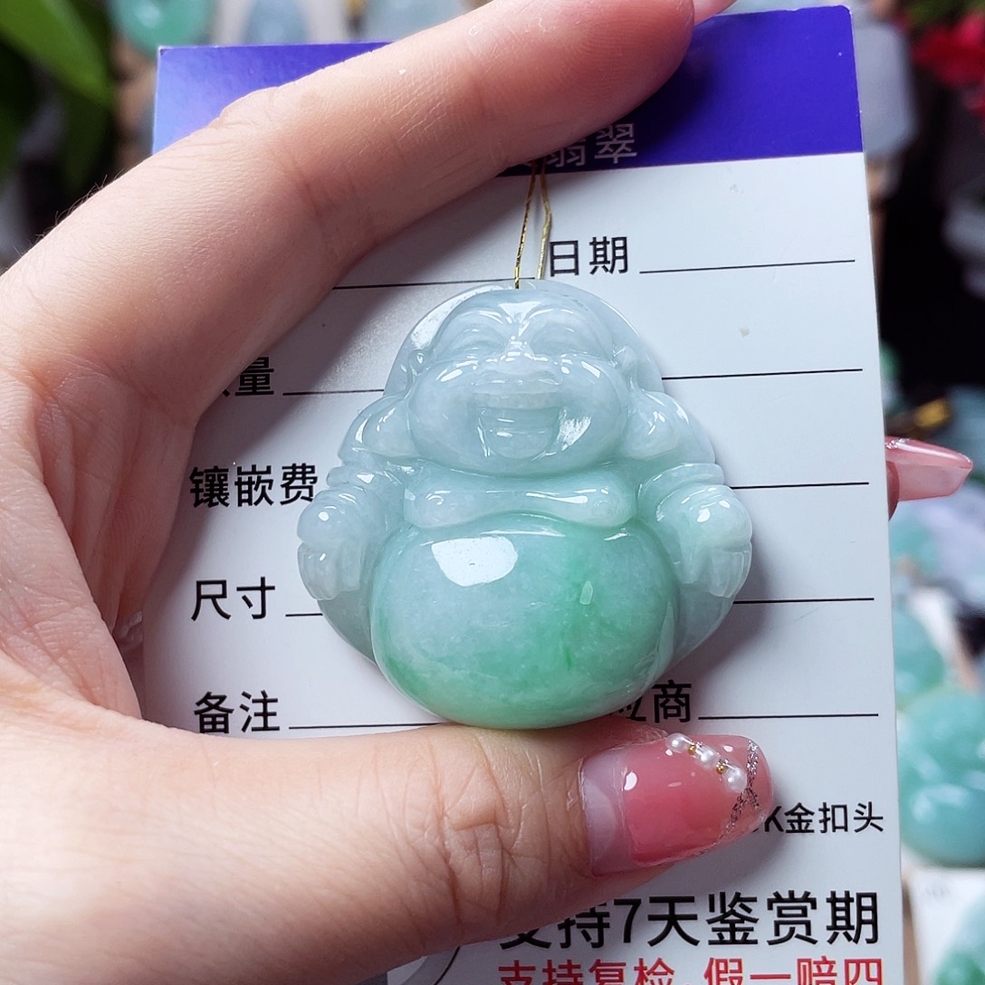 翡翠未镶嵌颈饰佛公08