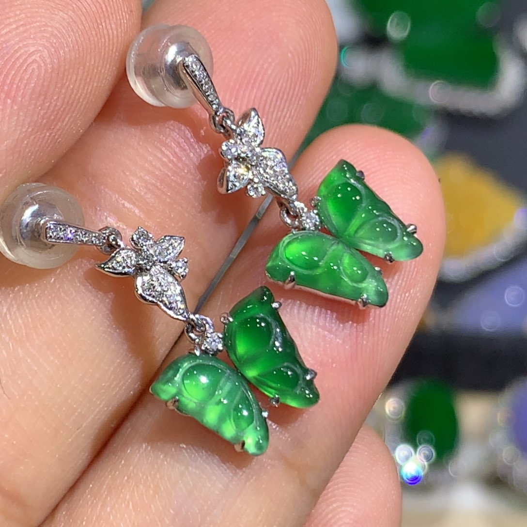 翡翠耳饰18K金镶嵌8、