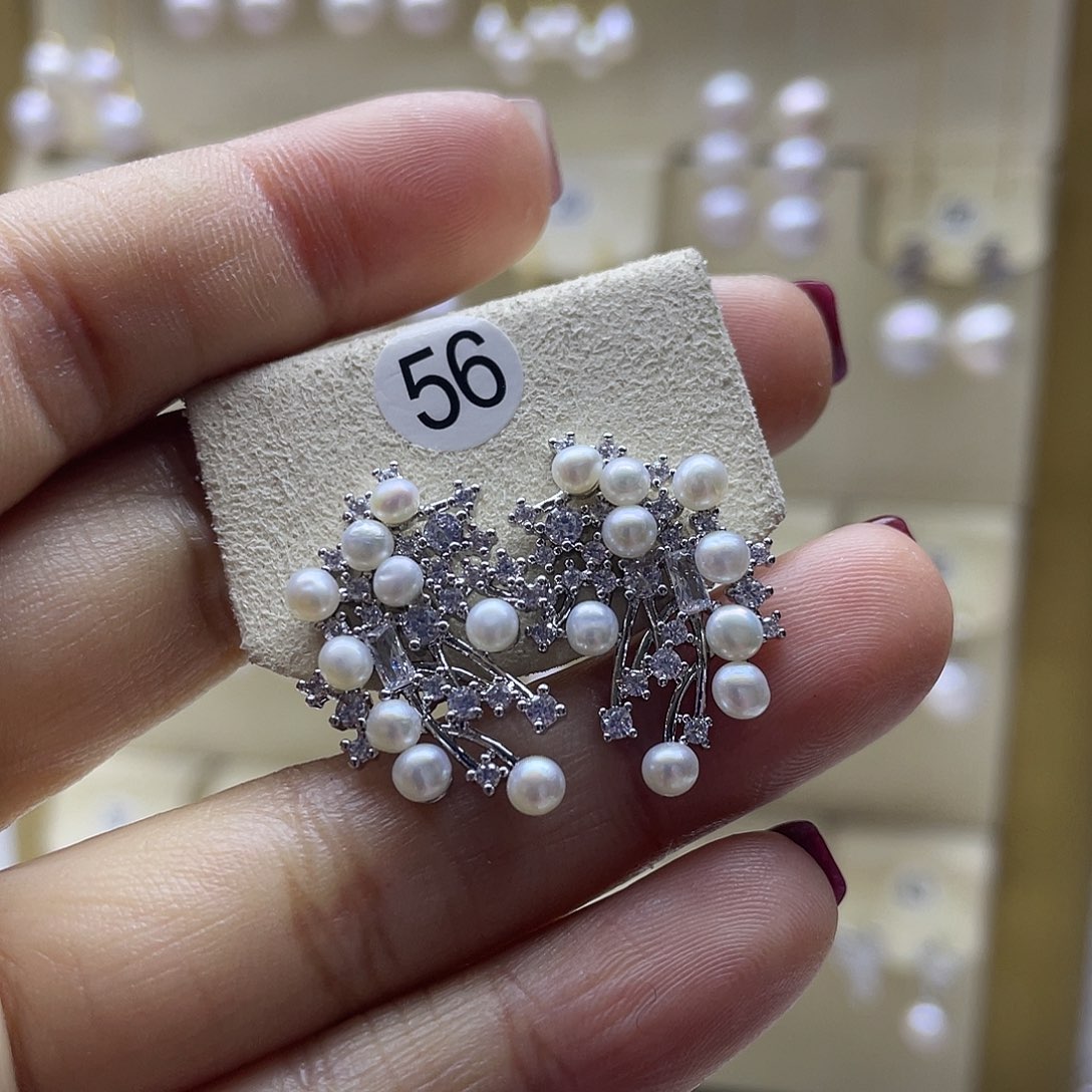 淡水珍珠耳饰银S925镶嵌