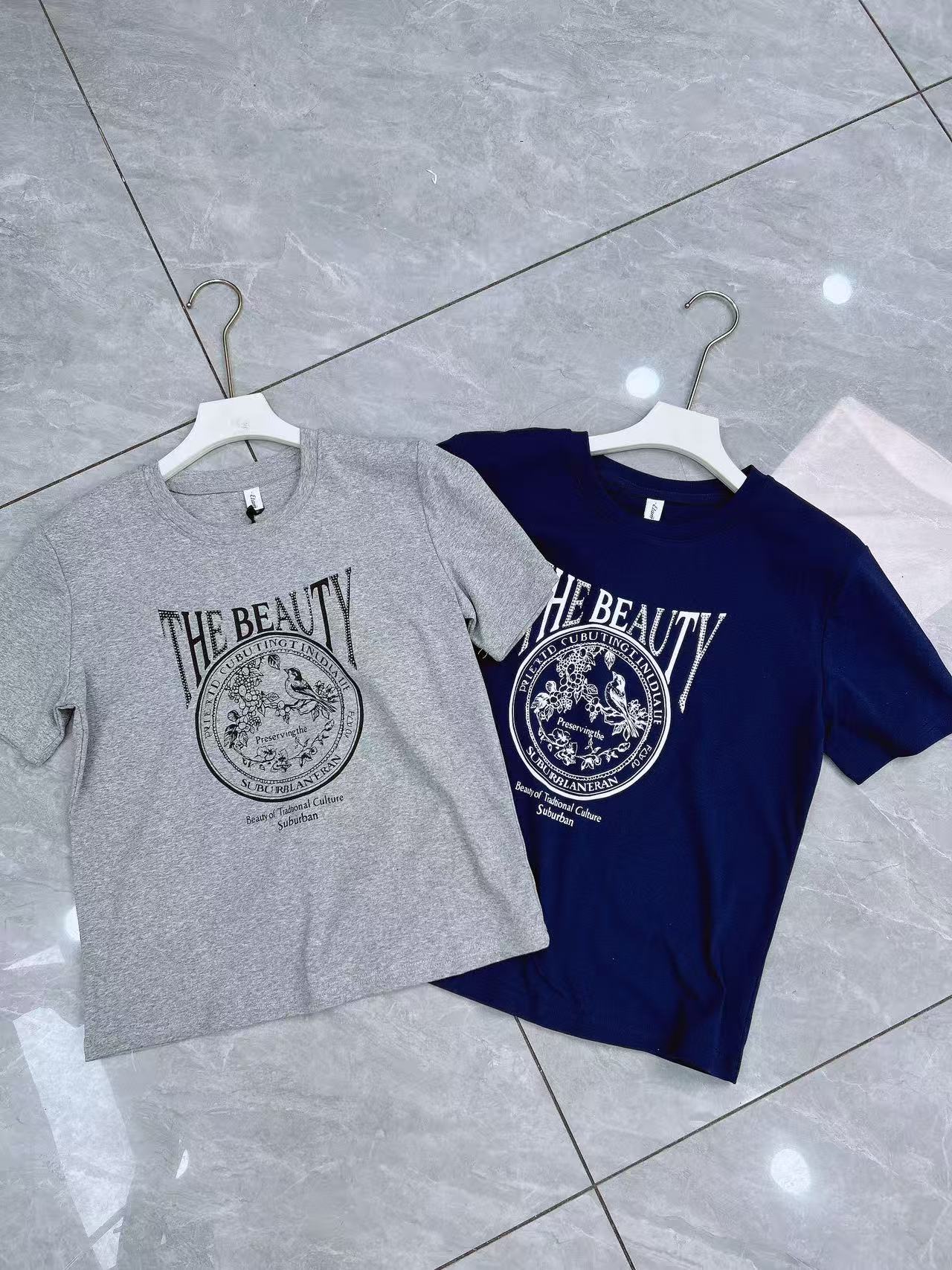 083387#高品质喜鹊烫钻印花T恤