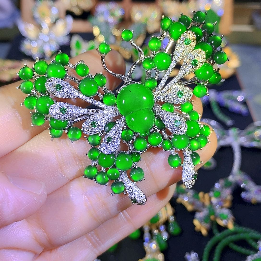 吊坠(不含链)银S925镶嵌翡翠