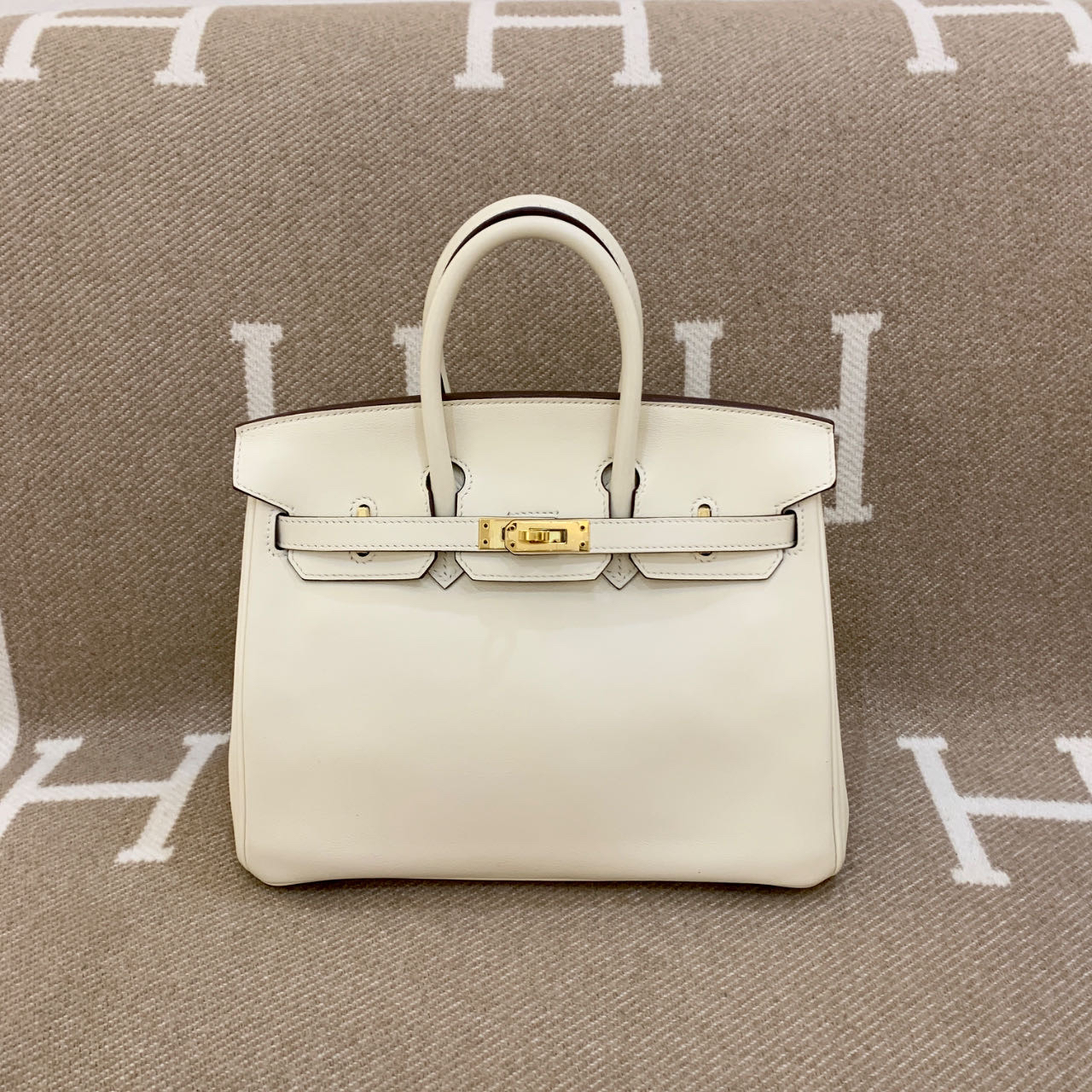 99新 Hermes/爱马仕 birkin 25 Z s皮 I2 奶油白0223a0 