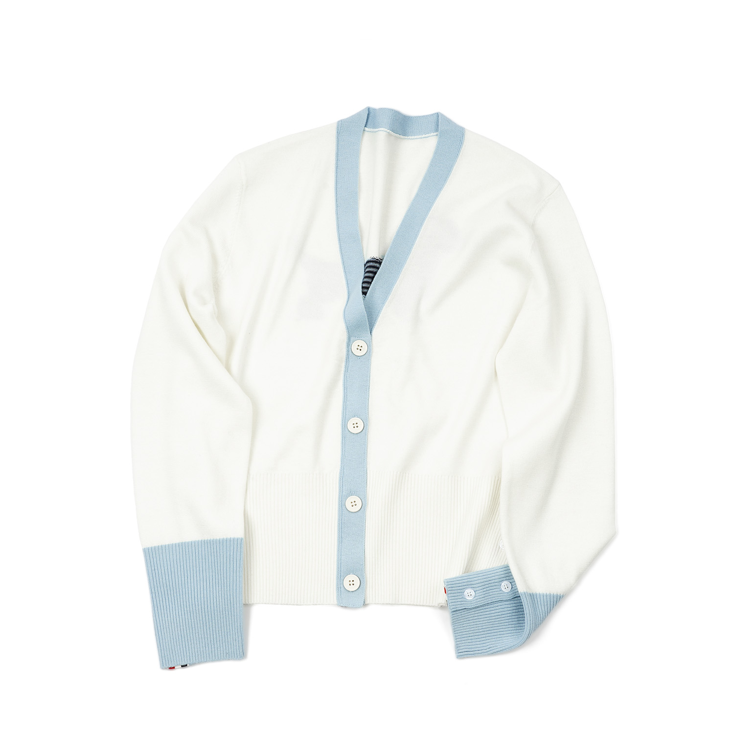 【V领拼色提花开衫】设计感拼色薄款针织毛衣女YS5ZA0204