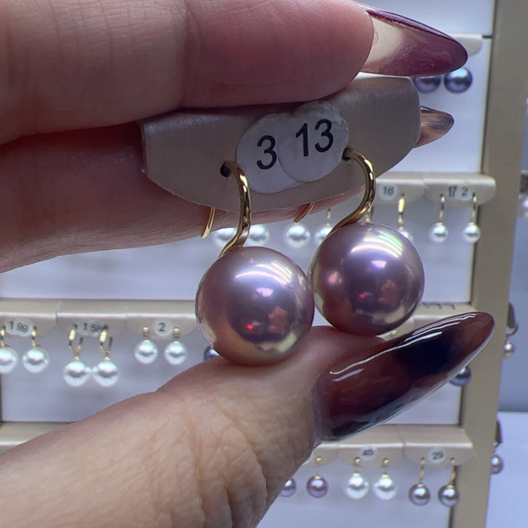 淡水珍珠耳饰18K金镶嵌