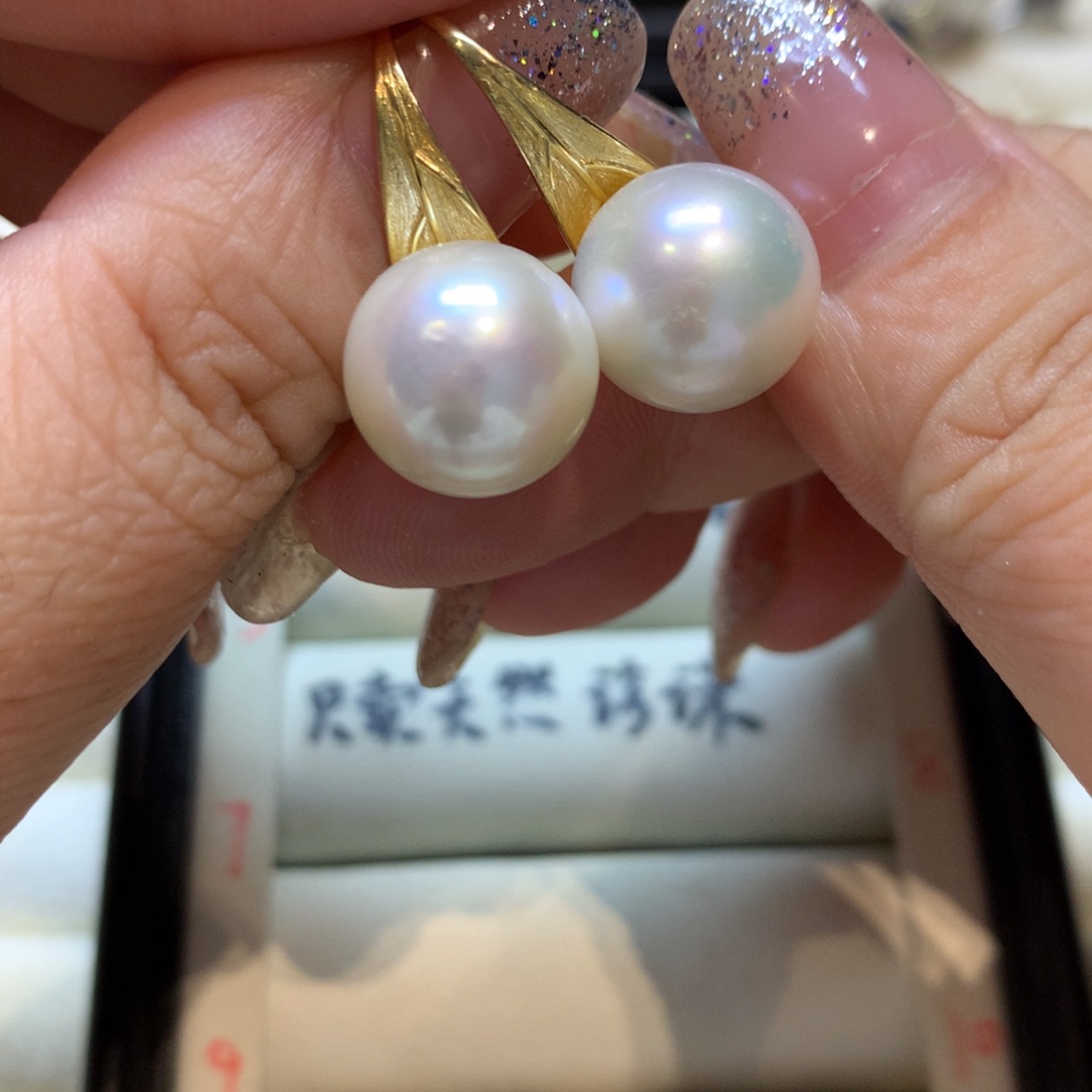 银S925镶嵌淡水珍珠耳饰