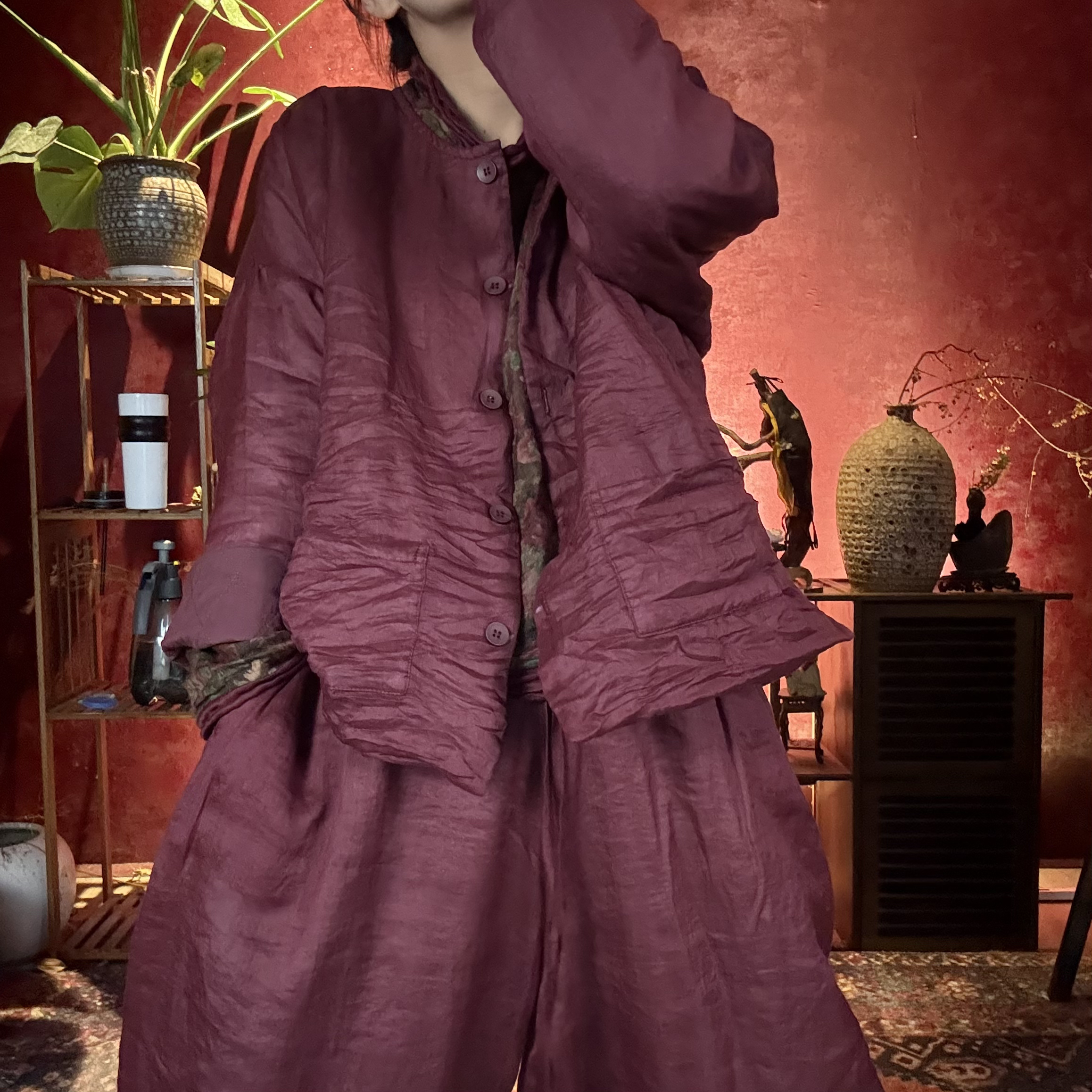 小妖精棉麻服饰--冬季时尚风潮牌女装上衣棉服复古棉衣女装