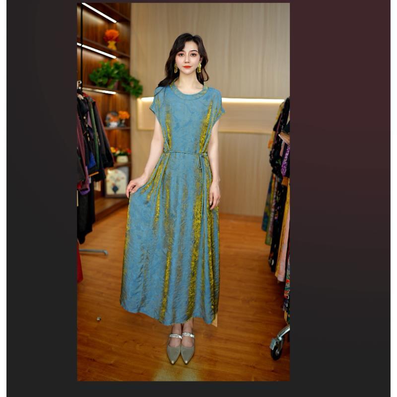 0779-18蓝金)新款女士连衣裙
