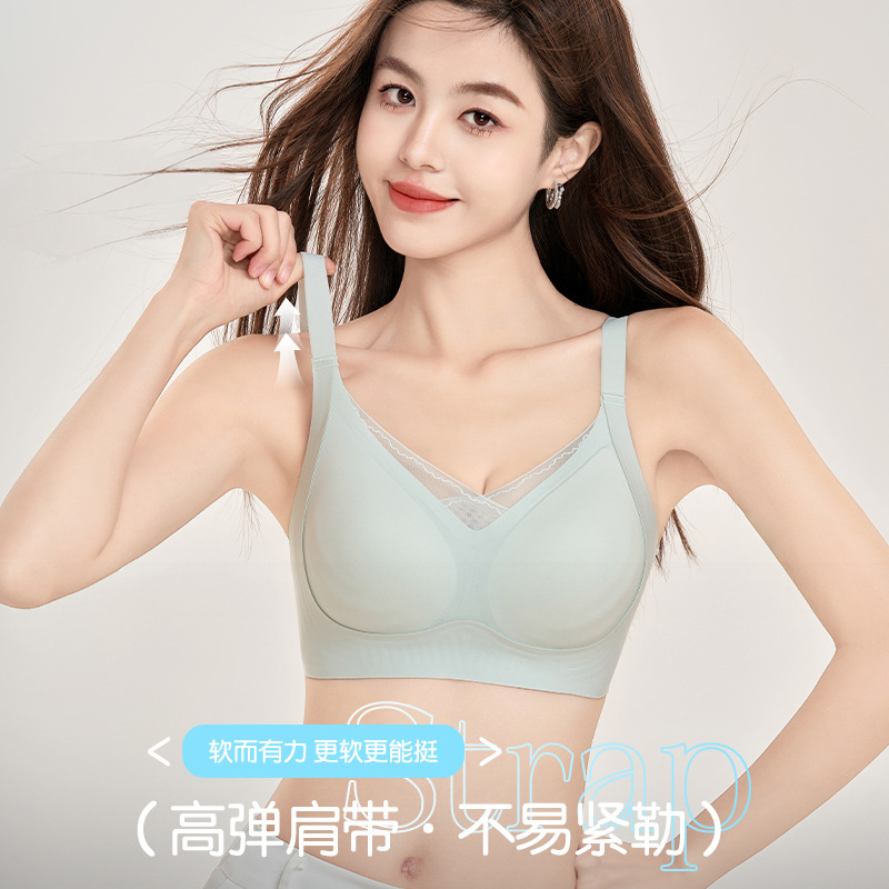 高质量无痕内衣女夏薄款内衣大胸显小胸调整型文胸聚拢防下垂文胸