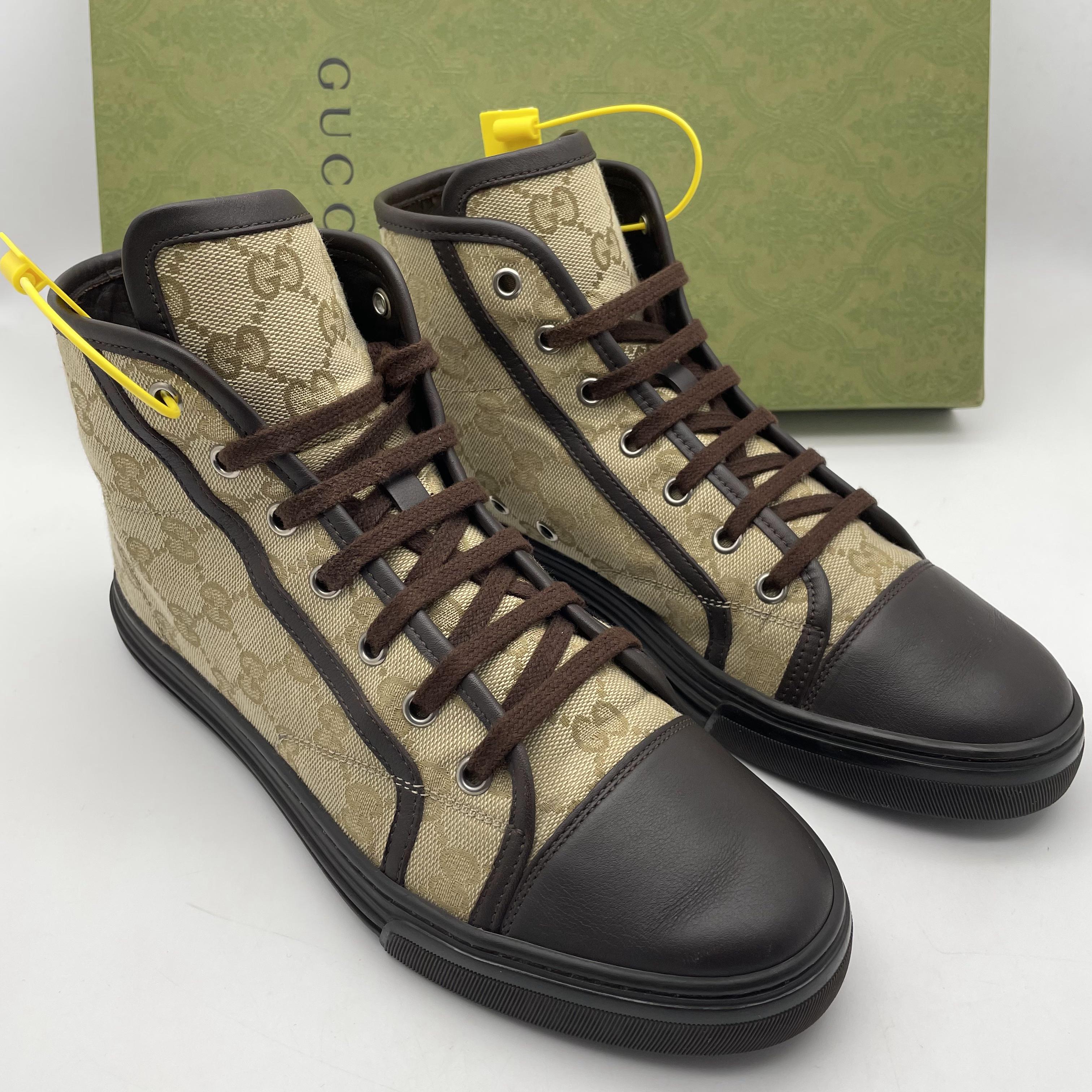 95新 GUCCI/古驰 /38.5欧码二手男士双G满印高帮老花休闲时尚板鞋