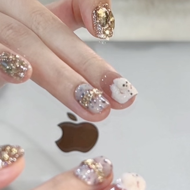 【小雪人】野世穿戴甲  圣诞节纯手工美甲