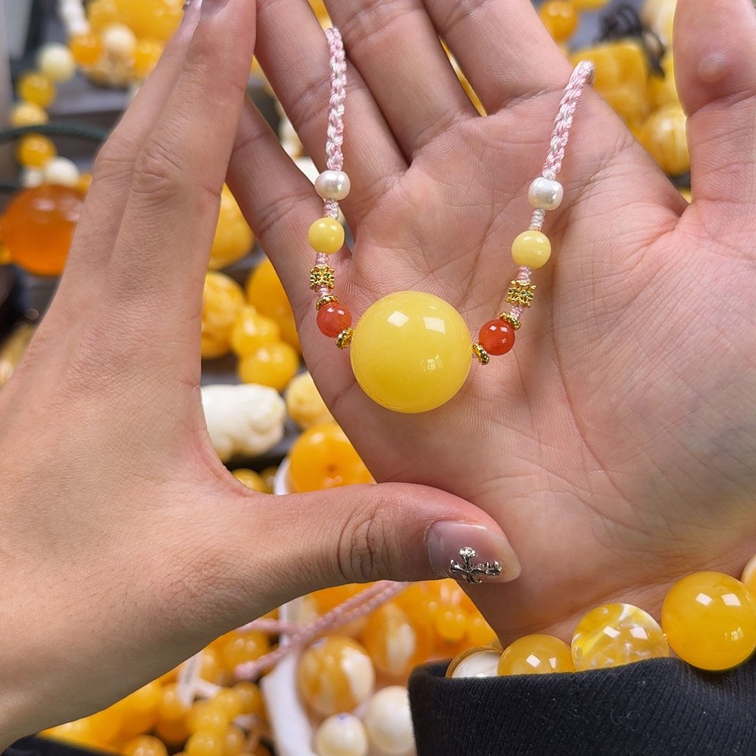 蜜蜡珠宝奇石未镶嵌锁骨24mm