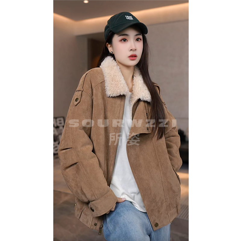 SOURWZZI/所姿100%羊毛冬季休闲机车时尚女士羊毛外套SZ-25703
