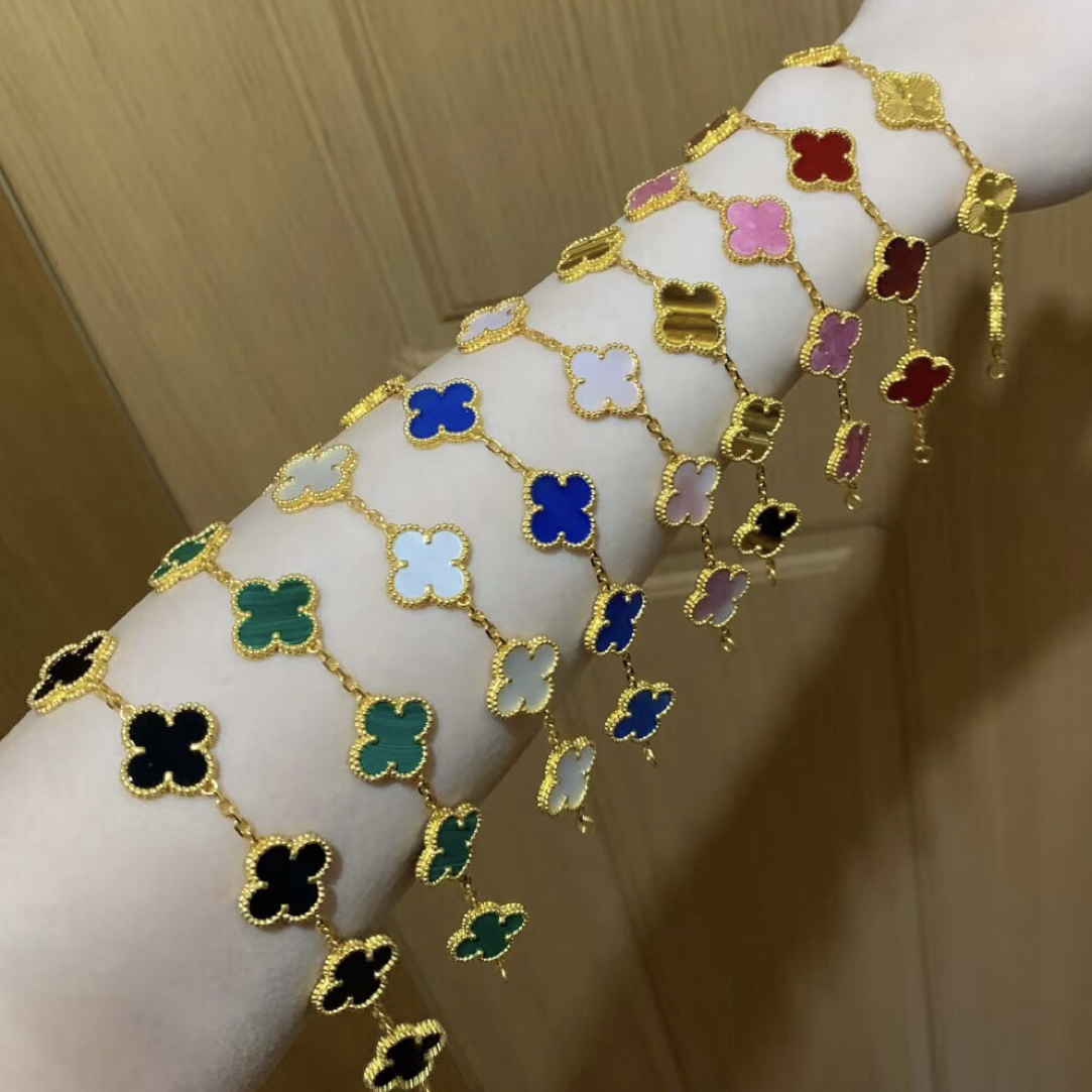 合金手链 四叶草五花手链金色饰品高级送女友七夕礼物