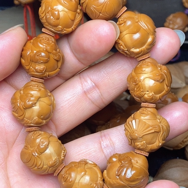 橄榄核手串/手链正圆款九子弥勒