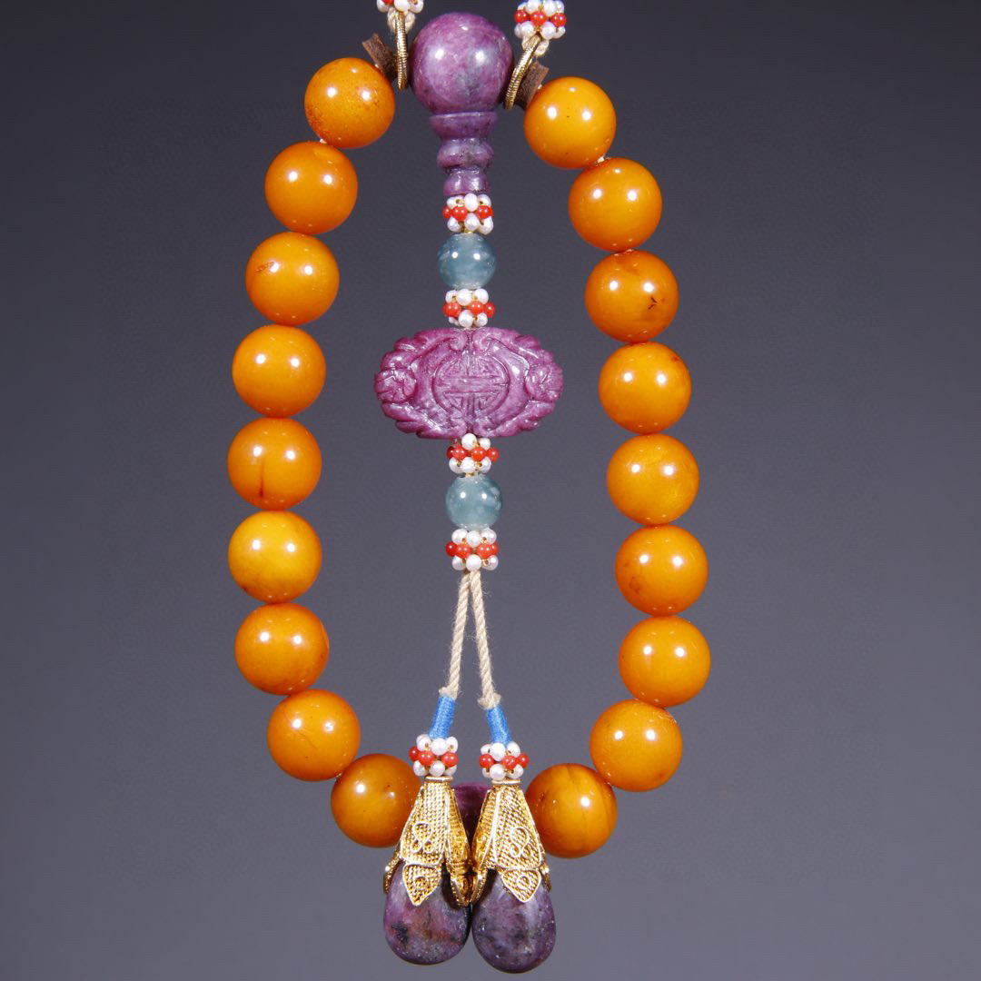 清代 蜜蜡十八籽挂件 X雪 88804