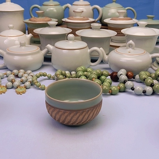 杯仿古重工跳刀青绿釉主人杯原矿原釉原产地