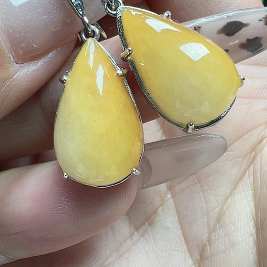 翡翠耳饰银S925镶嵌天然缅甸A货翡翠