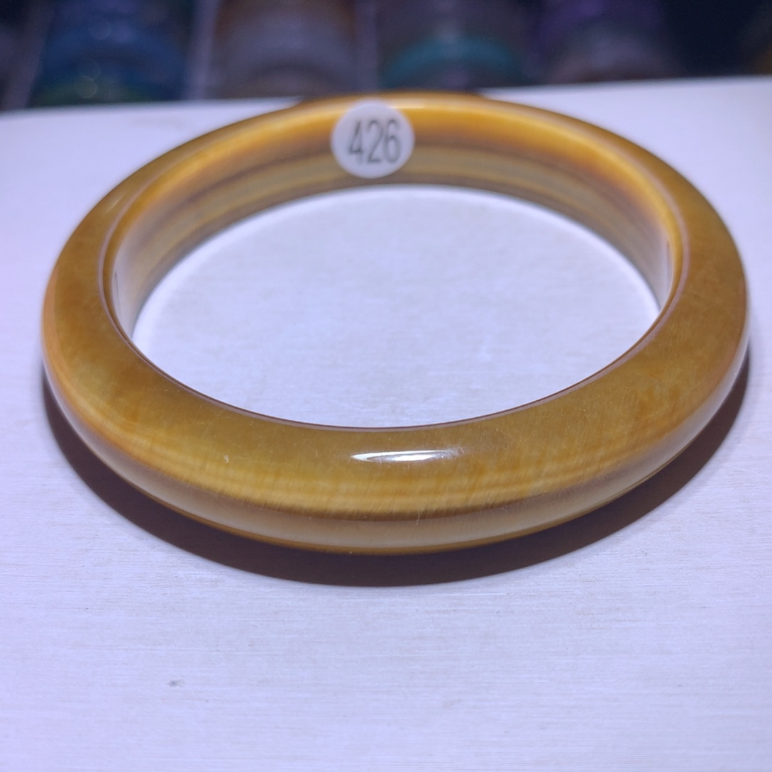 黄晶手镯银S925镶嵌虎眼57.8圈426