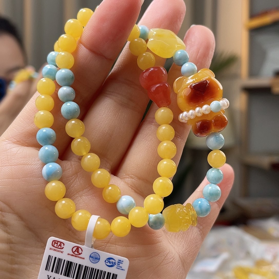 琥珀裸石未镶嵌蜜蜡手链
