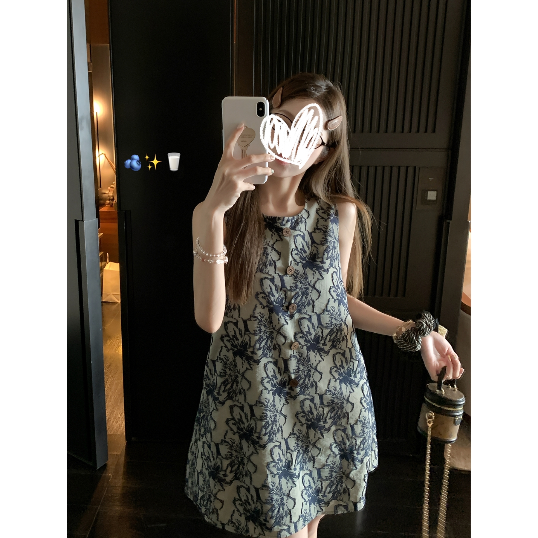 江南绿松 自带清冷感新中式水墨连衣裙复古高级A字背心裙