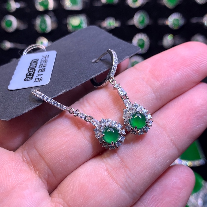 【闪购商品】翡翠银S925镶嵌吊坠(不含链)绿蛋