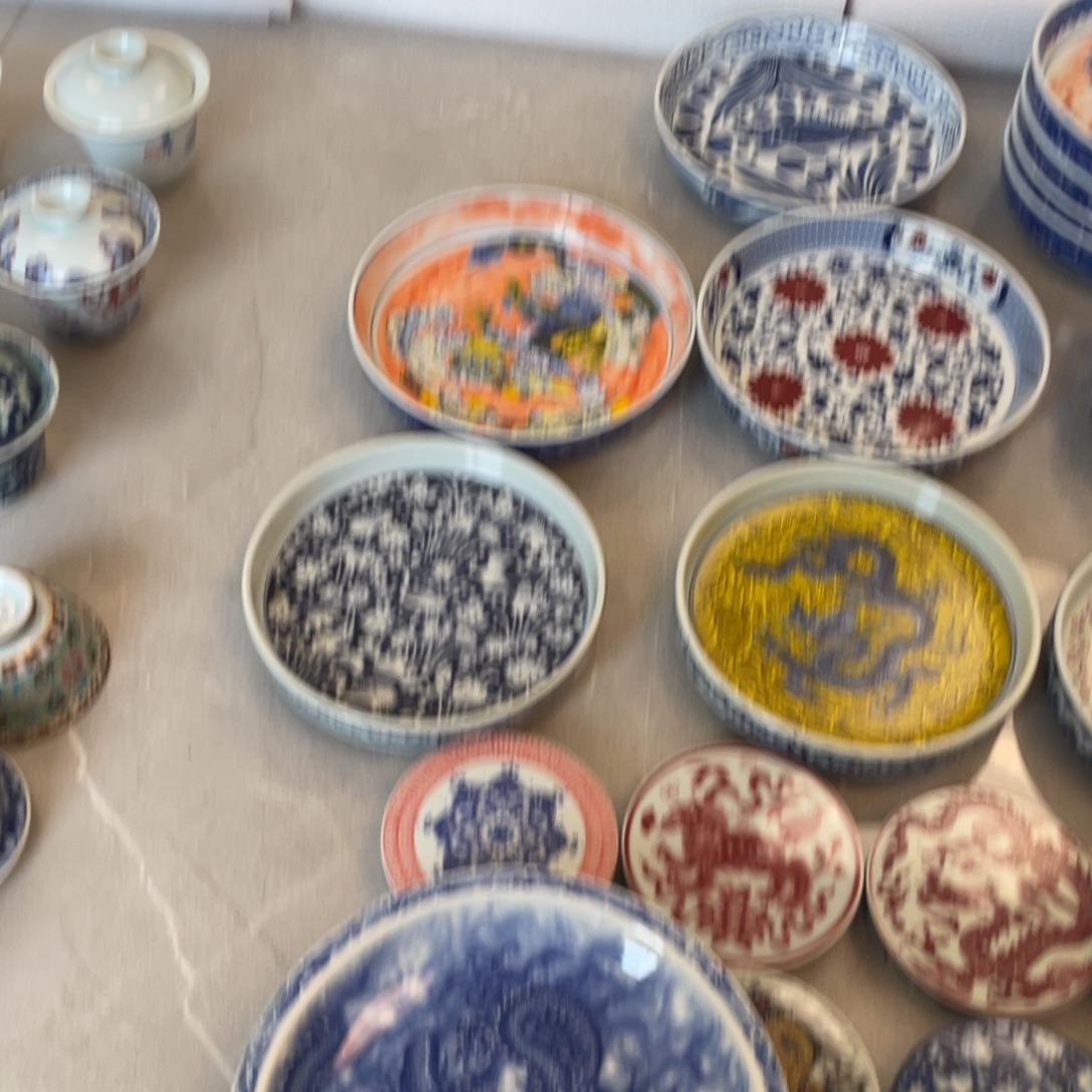 瓷片景德镇釉里金狮子滚绣球五件套