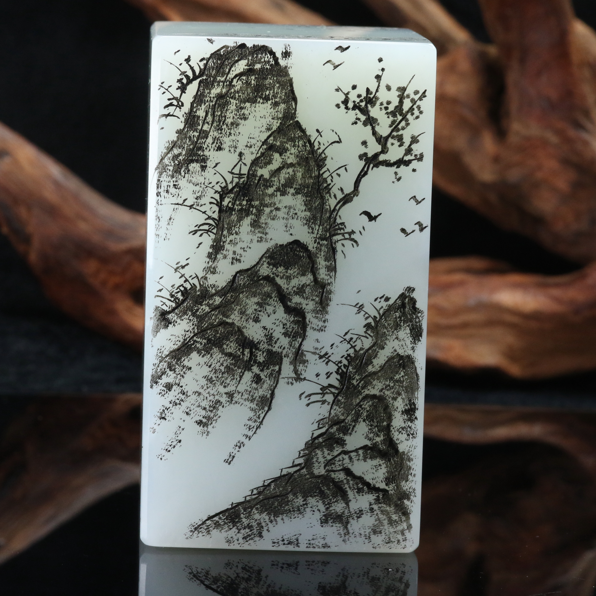 10和田玉山水摆件（谭兆威作）/100450上海嘉禾拍卖