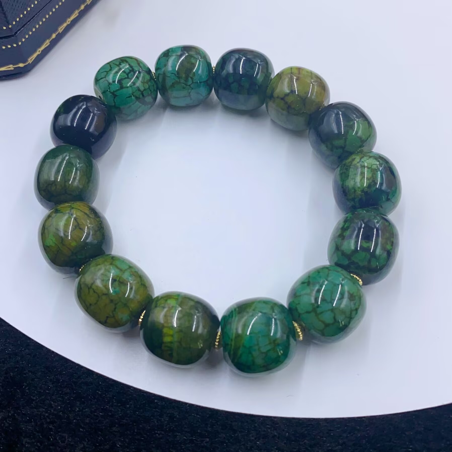 4589  绿色圆柱珠珠手串百搭多样性发货