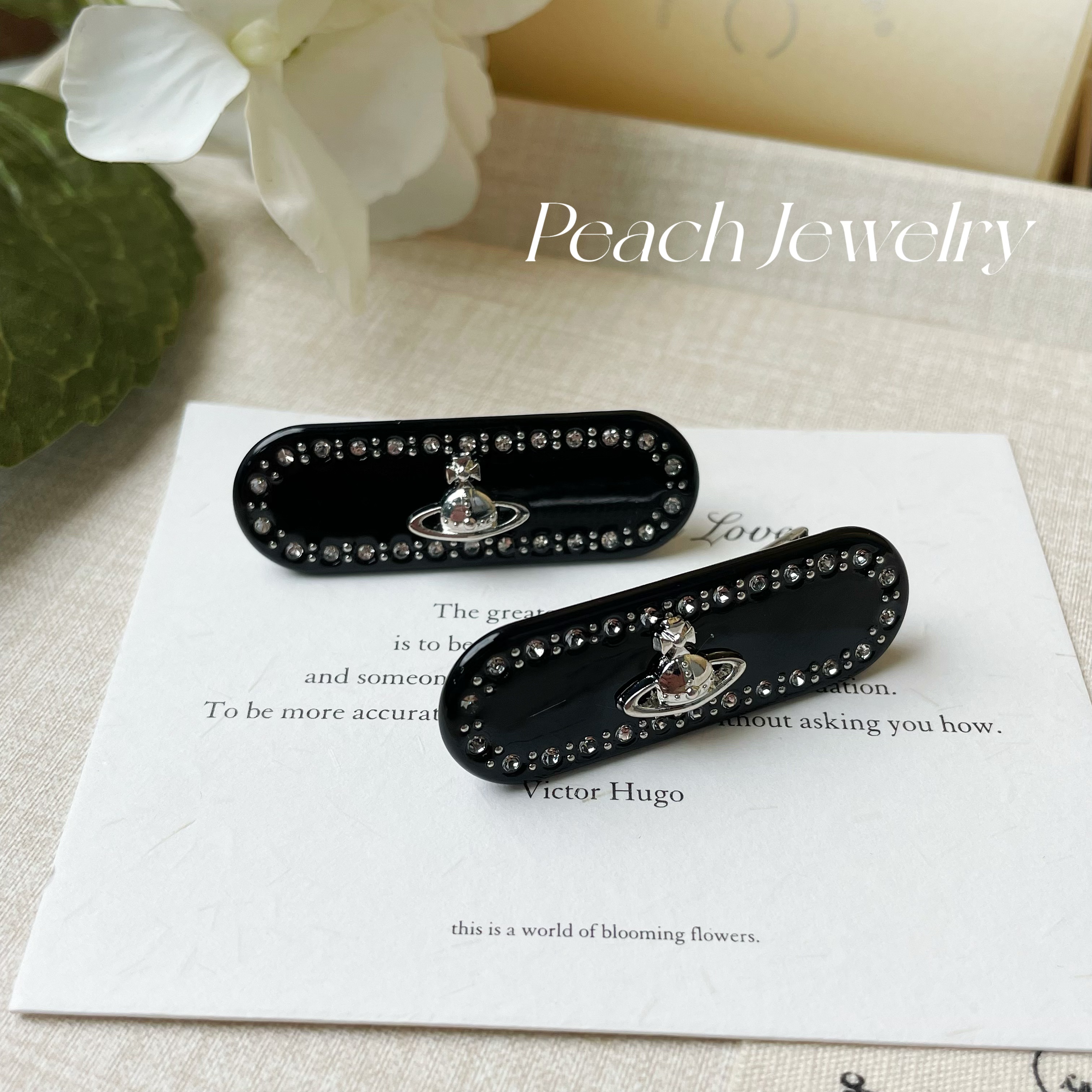 预售 黑色土星星球发夹（单只）TT596 多样性发一颜色微差