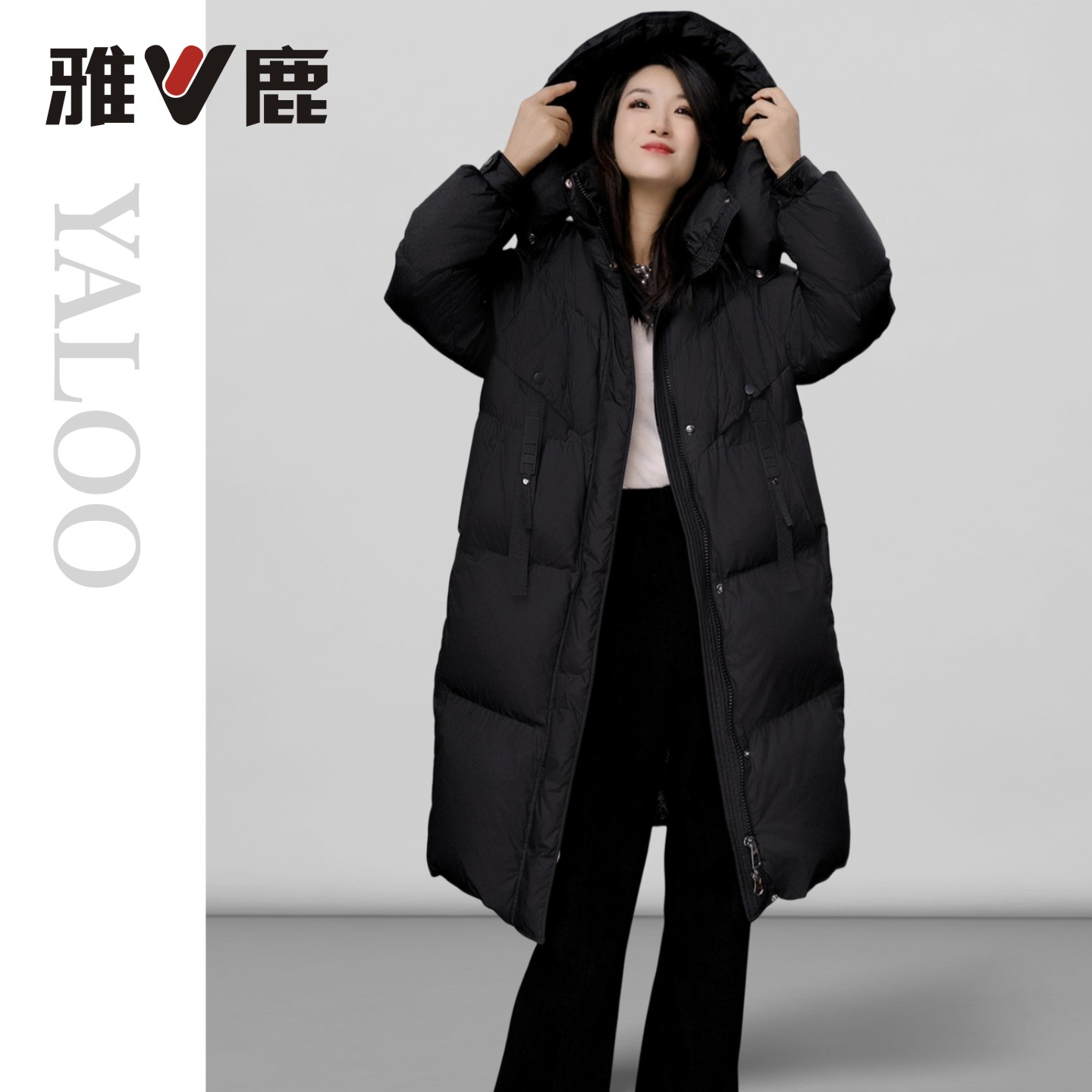 中长款90绒羽绒服女款爆款2025新款正品冬季加厚款黑色外套