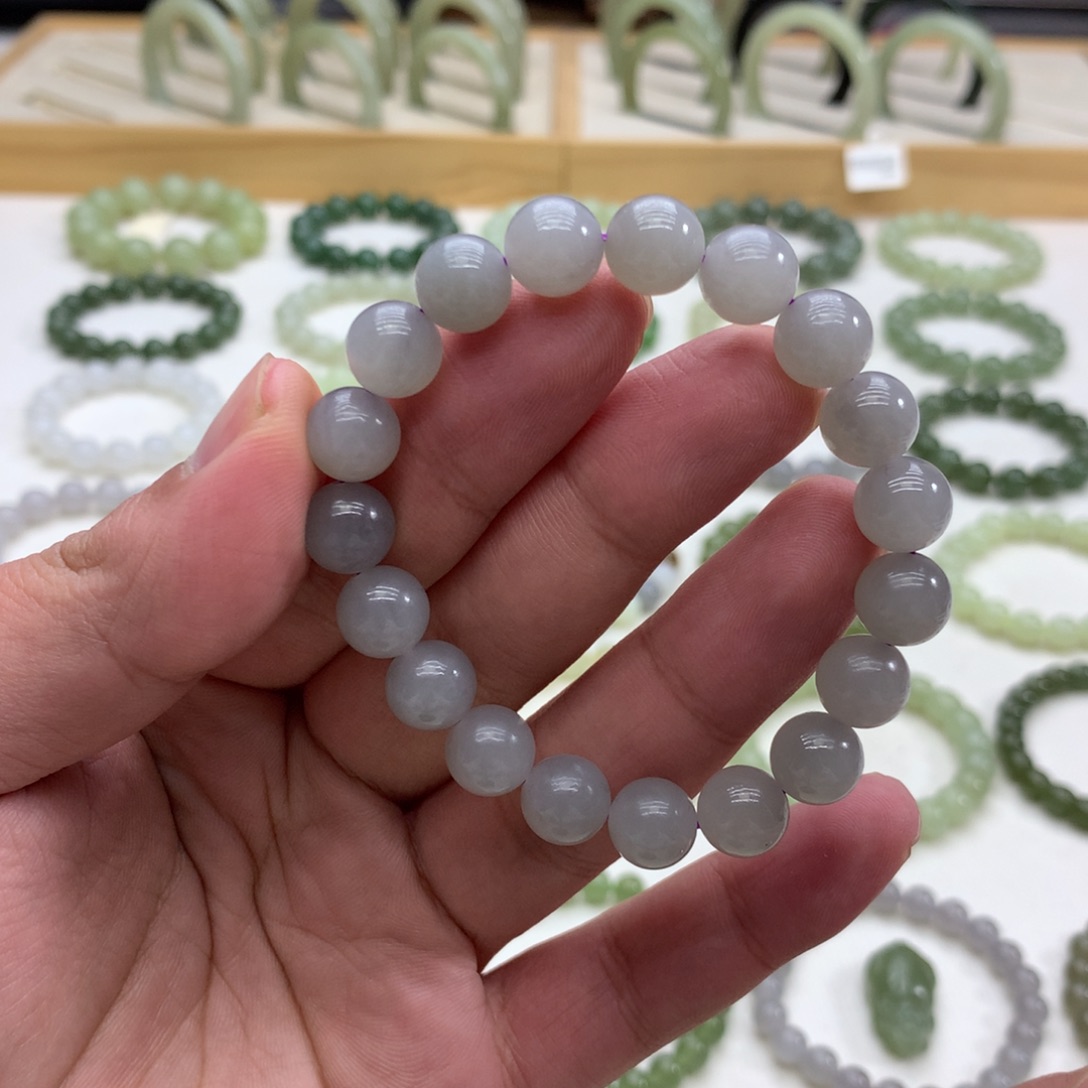 和田玉手串（烟紫9.8）未镶嵌