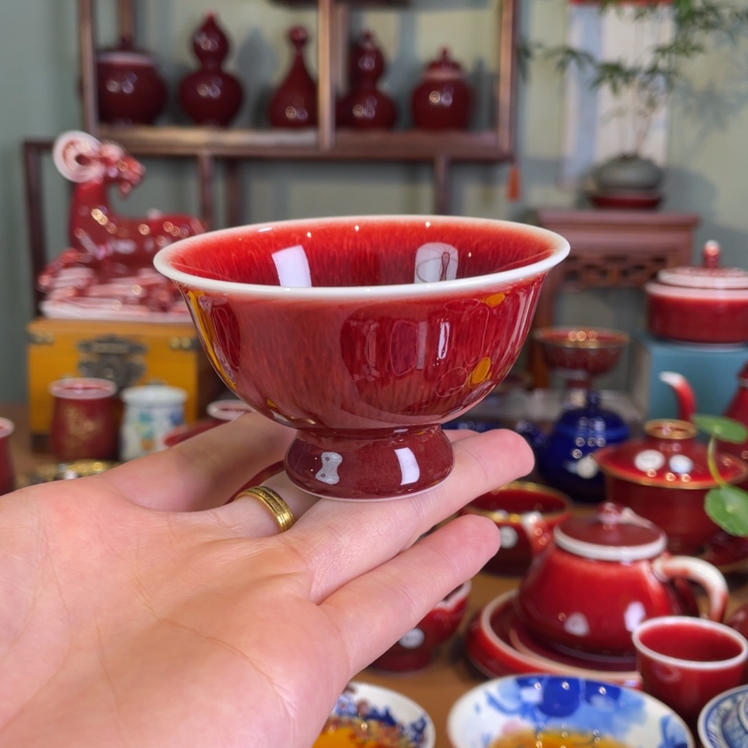 清欢雅玩原矿郎红福利小高足杯