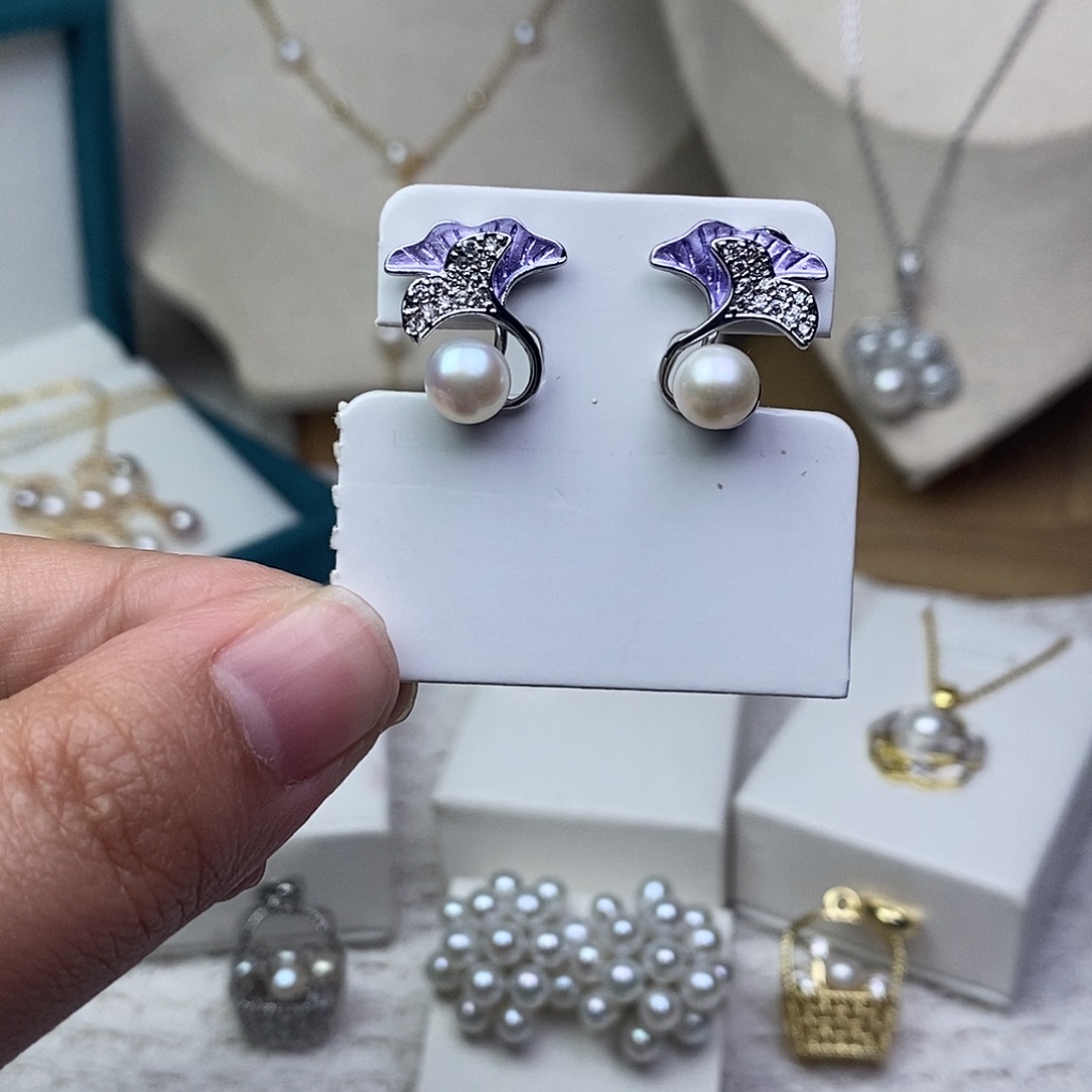 淡水珍珠耳饰银S925镶嵌