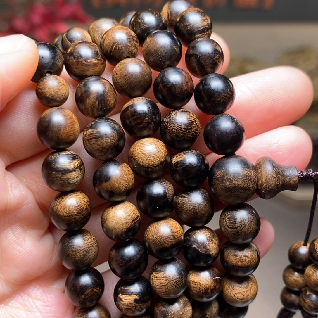 沉香手串越南芽庄白棋楠瘤疤0.8×108