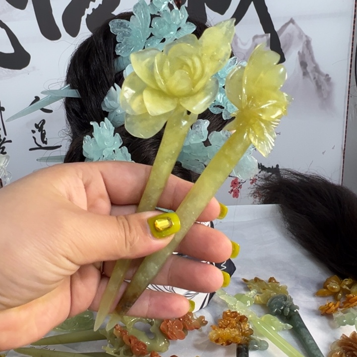 蛇纹石玉未镶嵌发饰压****账