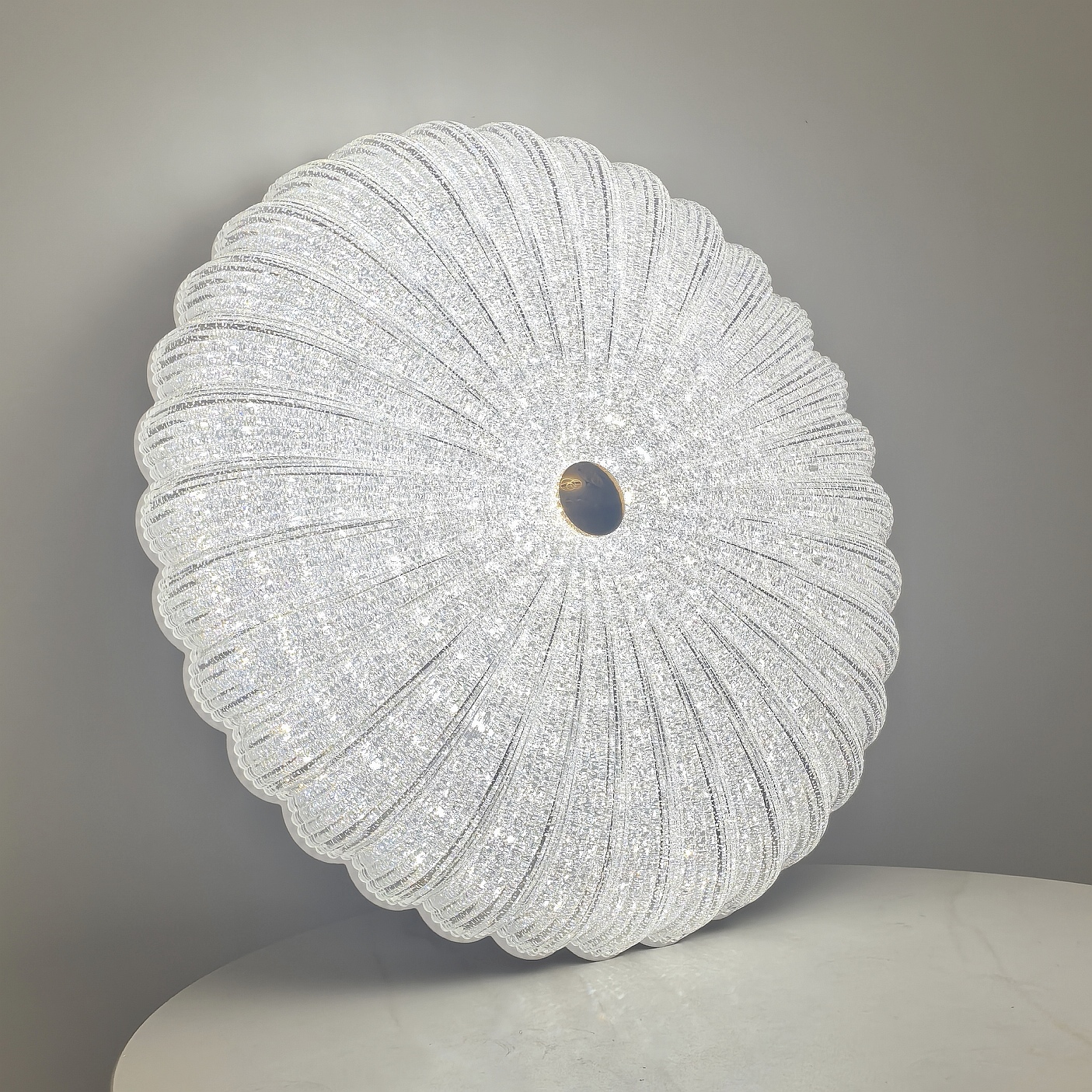 2025新款中山灯具轻奢磨砂水晶灯简约南瓜网红奶油风卧室护眼灯具