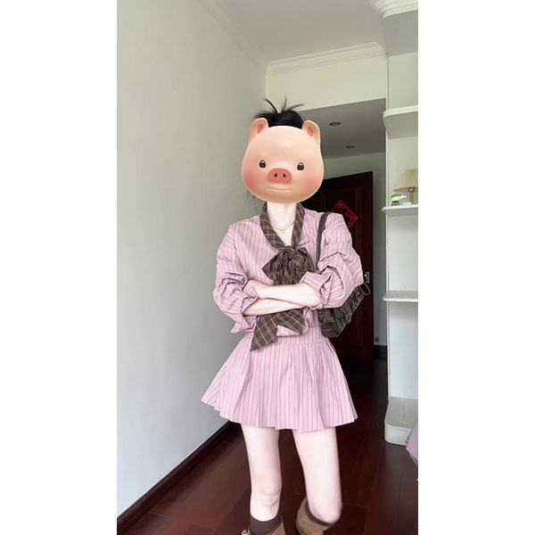 2025秋季新款法式条纹衬衫蝴蝶结连衣裙小个子收腰显瘦甜美短裙子