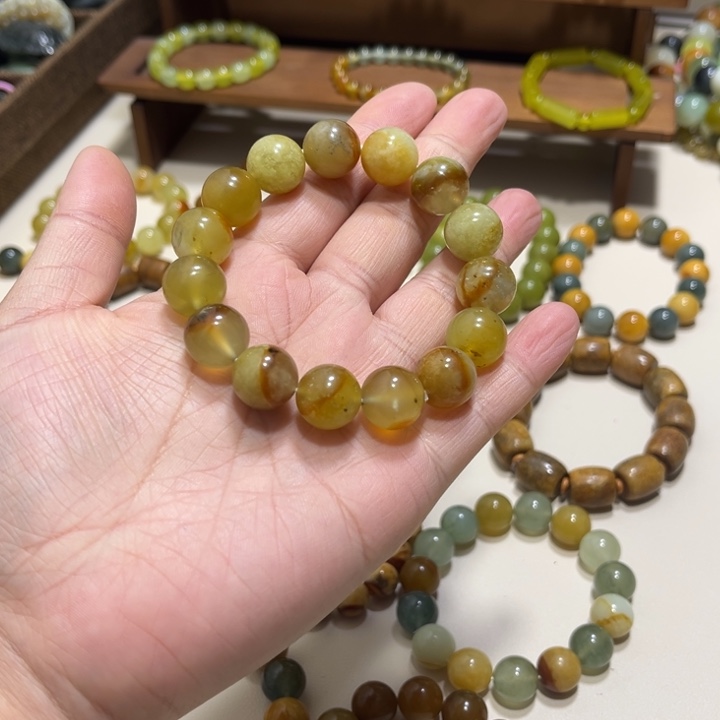 蛇纹石玉未镶嵌手链卡14